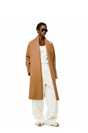 Abrigos Loewe Belted coat in wool and cashmere Mujer Camel | 039LSXYED