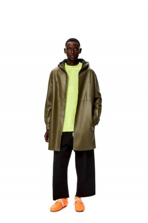 Abrigos Loewe Encapuchado coat in nappa Hombre Kaki Verde | 594MJFXPA