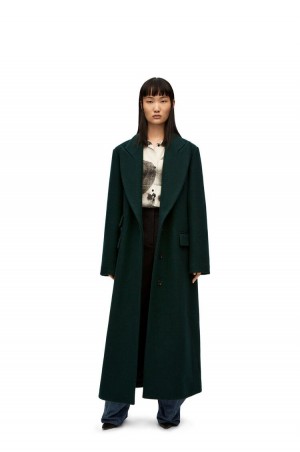 Abrigos Loewe Single breasted coat in wool and cashmere Mujer Verde | 203RPVYMJ