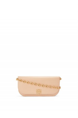 Bolsa De Hombro Loewe Goya Long Chain Clutch in silk calfskin Mujer Nude | 910FDZQWP