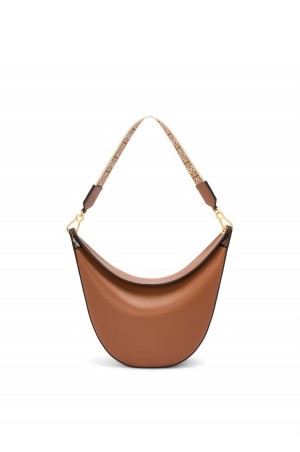 Bolsa De Hombro Loewe LOEWE Luna bag in satin calfskin and jacquard Mujer Pecan | 936TBIKJE