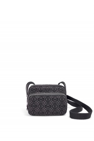 Bolsa De Hombro Loewe Mini Camera bag in Anagram jacquard and calfskin Hombre Negras | 806MEUPZR