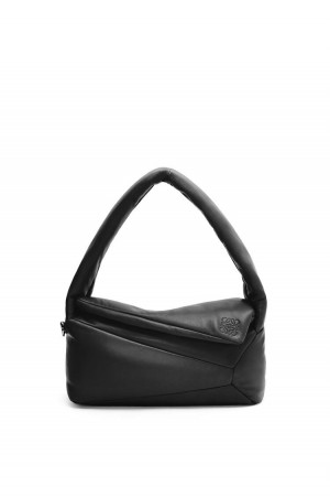 Bolsa De Hombro Loewe Puffer Puzzle Hobo bag in shiny nappa lambskin Mujer Negras | 572RYMKAN