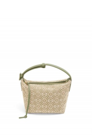 Bolsa De Hombro Loewe Small Cubi bag in Anagram jacquard and calfskin Mujer Verde Verde | 182IZFWPR