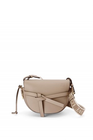 Bolsa De Hombro Loewe Small Gate bag in soft calfskin and jacquard Mujer Sand | 729ZOBKUG