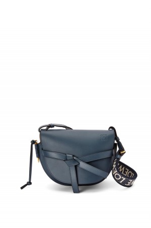 Bolsa De Hombro Loewe Small Gate bag in soft calfskin and jacquard Mujer Azules | 516RPAFYW