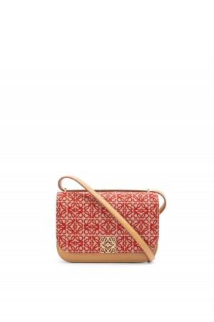 Bolsa De Hombro Loewe Small Goya bag in Anagram jacquard and calfskin Mujer Rojas | 193LBGDOW