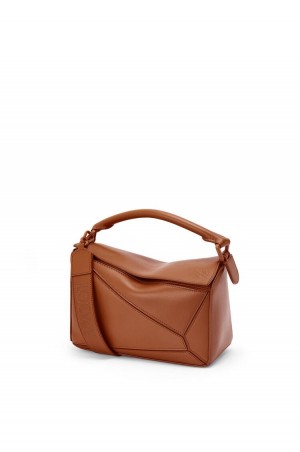 Bolsa De Hombro Loewe Small Puzzle bag in satin calfskin Mujer Pecan | 923DKZGQV