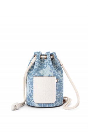 Bolsa De Hombro Loewe Small Sailor bag in denim and calfskin Mujer Indigo Blancas | 631JDKQEH