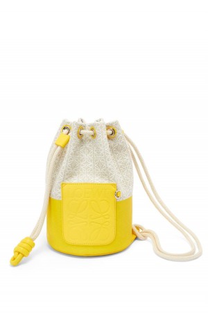 Bolsa De Hombro Loewe Small Sailor bag in coated jacquard and calfskin Mujer Limón | 918YZMNEI