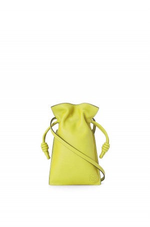 Bolsas Hombro Loewe Flamenco Pocket in nappa calfskin Mujer Amarillo | 934GUYCSE