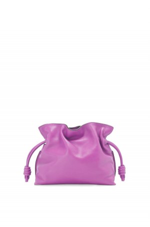 Bolsas Hombro Loewe Mini Flamenco clutch in nappa calfskin Mujer Moradas | 476FBSWAN