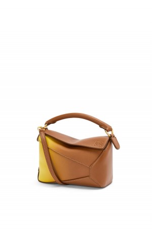 Bolsas Hombro Loewe Mini Puzzle Edge bag in degrade nappa calfskin Mujer Limón | 764QEXKNS