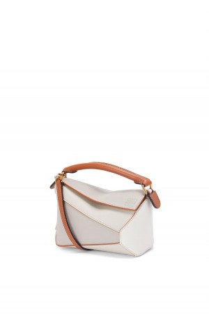 Bolsas Hombro Loewe Mini Puzzle Edge in nappa calfskin Mujer Blancas | 451GJVYMO