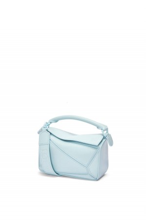 Bolsas Hombro Loewe Mini Puzzle bag in satin calfskin Mujer Aquamarine | 612VUERCG