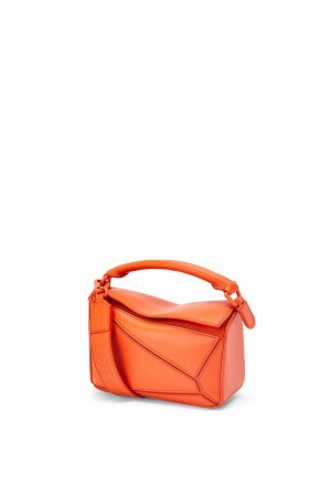 Bolsas Hombro Loewe Mini Puzzle bag in satin calfskin Mujer Naranjas | 583KJXBAF