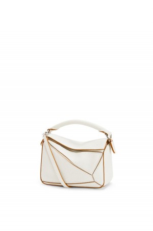 Bolsas Hombro Loewe Mini Puzzle bag in soft grained calfskin Mujer Blancas | 869TZIHXQ