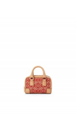 Bolsas Hombro Loewe Nano Amazona in Anagram jacquard and calfskin Mujer Rojas | 074INDYQF