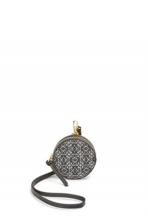 Bolso Pequeño Loewe Cookie Pouch in Anagram jacquard and calfskin Mujer Azul Marino Negras | 851UGQZFD