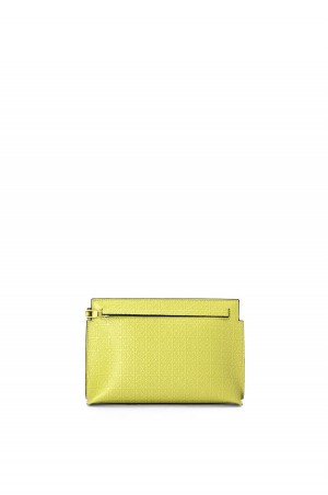 Bolso Pequeño Loewe Mini Repeat T Pouch in embossed silk calfskin Mujer Amarillo | 764BEIXYN