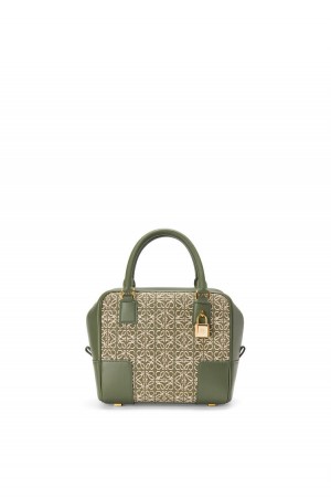 Bolso Tote Loewe Amazona 19 square bag in Anagram jacquard and calfskin Mujer Verde Verde | 817RTVCPM