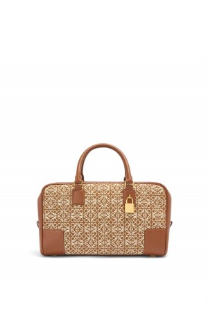 Bolso Tote Loewe Amazona 28 bag in Anagram jacquard and calfskin Mujer Tan / Pecan | 013DHTSEK