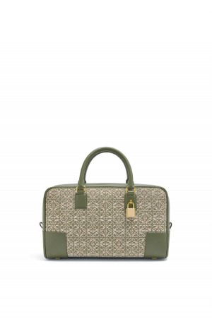 Bolso Tote Loewe Amazona 28 bag in Anagram jacquard and calfskin Mujer Verde Verde | 968EUPOAR