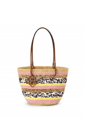 Bolso Tote Loewe Basket Tote in elephant grass and calfskin Mujer Rosas | 631AXCPSR