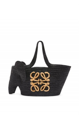 Bolso Tote Loewe Elephant Basket bag in raffia Mujer Negras | 124YPHJRN