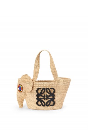 Bolso Tote Loewe Small Elephant Basket bag in raffia Mujer Natural | 206AVUOZK