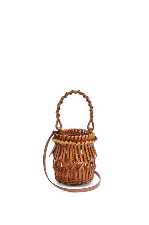 Bolso Tote Loewe Small Fringes Bucket bag in calfskin Mujer Tan | 749ZUFTJO