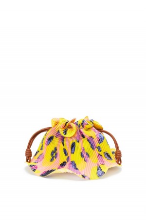 Bolsos Mini Loewe Mini Flamenco Clutch in textile and calfskin Mujer Amarillo | 504IGDWYK