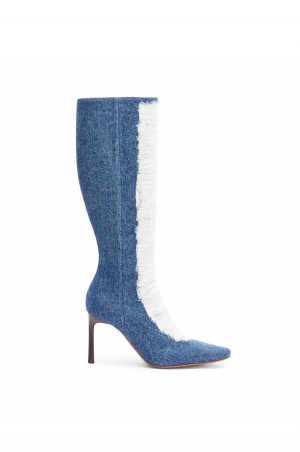 Boots & Ankle Boots Loewe Boot in ripped denim Mujer Washed Denim | 853DEJINK