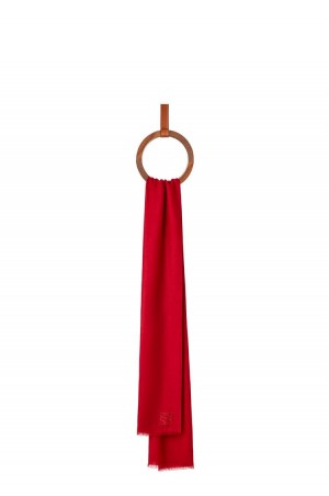 Bufandas Loewe Scarf in cashmere Hombre Rojas | 562HIVLOC