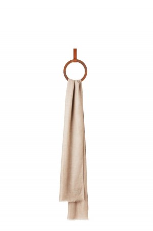 Bufandas Loewe Scarf in cashmere Mujer Beige | 952JBURSZ