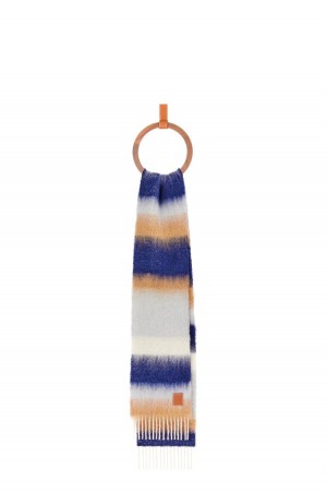 Bufandas Loewe Stripe scarf in mohair Mujer Azul Marino Azules Multicolor | 602PJMYET