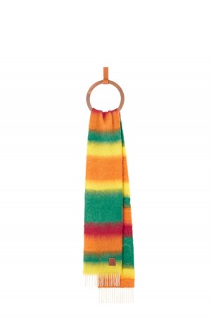 Bufandas Loewe Stripe scarf in mohair Mujer Verde Multicolor | 360FTKNWV