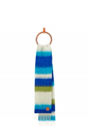 Bufandas Loewe Stripe scarf in mohair Mujer Azules Oscuro Multicolor | 175SXAZEU