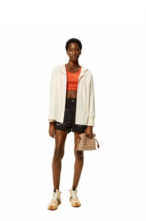 Camisas Loewe Anagram jacquard hooded shirt in silk and cotton Mujer Ivory | 896DQRFLO