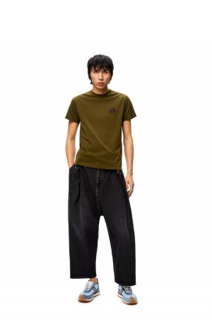 Camiseta Loewe Anagram T-shirt in cotton Hombre Kaki Oscuro Verde | 196JHEZWB