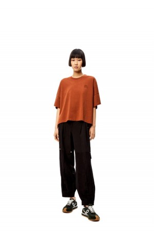 Camiseta Loewe Corta oversize Anagram T-shirt in cotton Mujer Tan | 976YIMCEH