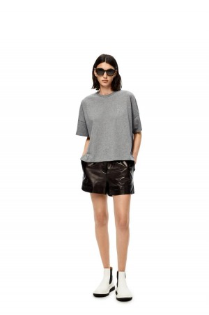 Camiseta Loewe Corta oversize Anagram T-shirt in cotton Mujer Gris | 389OVDILN