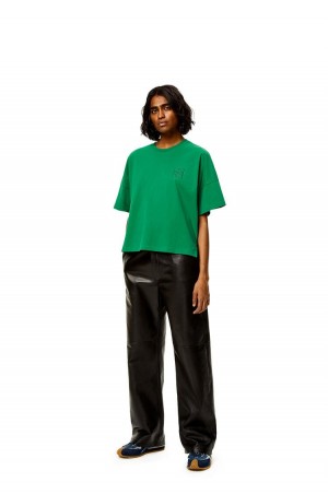 Camiseta Loewe Corta oversize Anagram T-shirt in cotton Mujer Verde | 258CIXLAS