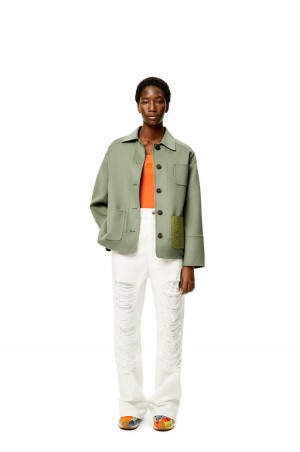 Chaquetas Loewe Workwear jacket in wool and cashmere Mujer Sage | 043MVXHNI