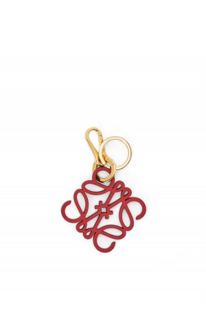 Charms Loewe Anagram charm in calfskin Mujer Rojas Doradas | 397ZIAGYV