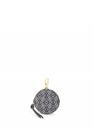 Charms Loewe Cookie charm in Anagram jacquard and calfskin Mujer Azul Marino Negras | 897CLXUHF