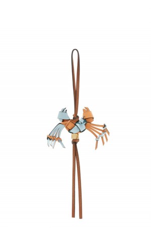 Charms Loewe Crab charm in calfskin Mujer Albaricoque Azules | 720PSFUJI