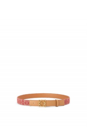 Cinturones Loewe Anagram belt in jacquard and calfskin Mujer Doradas | 028EDPOGX