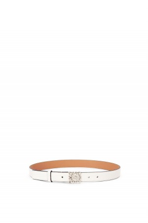 Cinturones Loewe Anagram belt in pebble grain calfskin Mujer Blancas Plateadas | 163ESHVFM