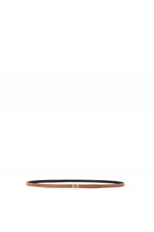 Cinturones Loewe Reversible Anagram belt in smooth calfskin Mujer Negras Doradas | 728JIVAWZ